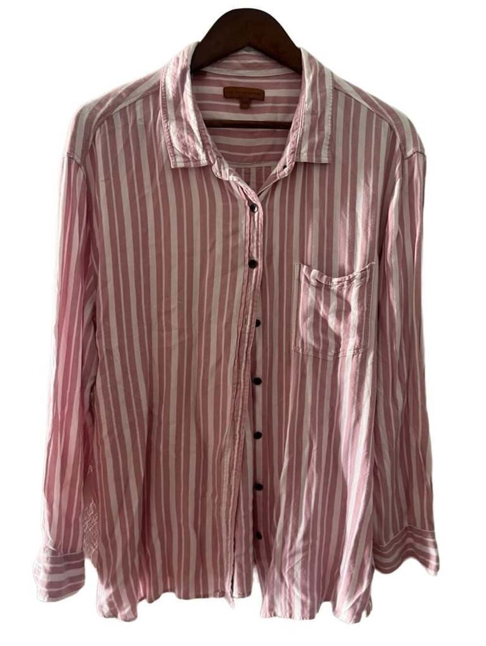 Jachs Girlfriend Pink and White Striped Button-Down Shirt XXL